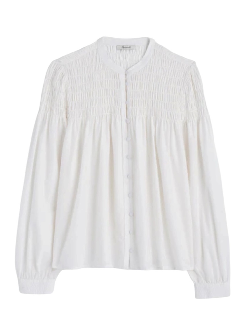Madewell Smocked Top in Cotton Silk Blend Size XXL Cream Office Weekend NWT